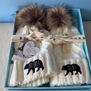 Rae Dunn mama bear and mini bear hat set